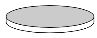 Vertical cylinder, with very thin height, top base shaded.